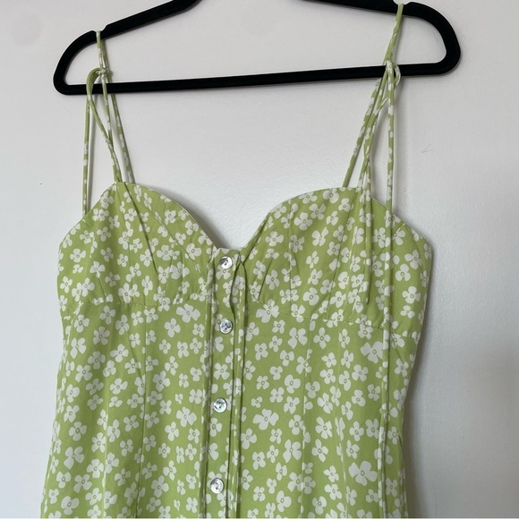 Princess Polly Lara Floral Green Mini Dress Size 8 - Picture 12 of 16